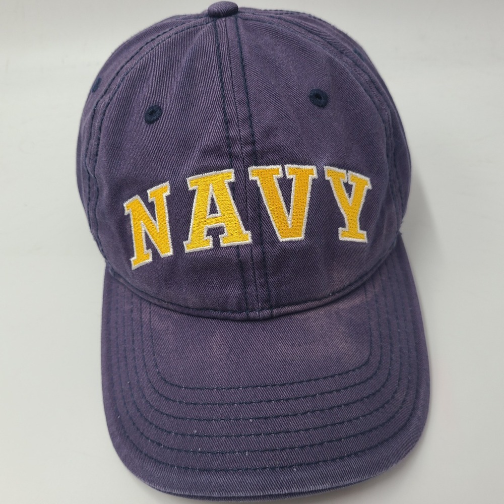 Navy Midshipmen Hat Strapback Under Armour Blue Yellow NCAA Logo Distressed Men